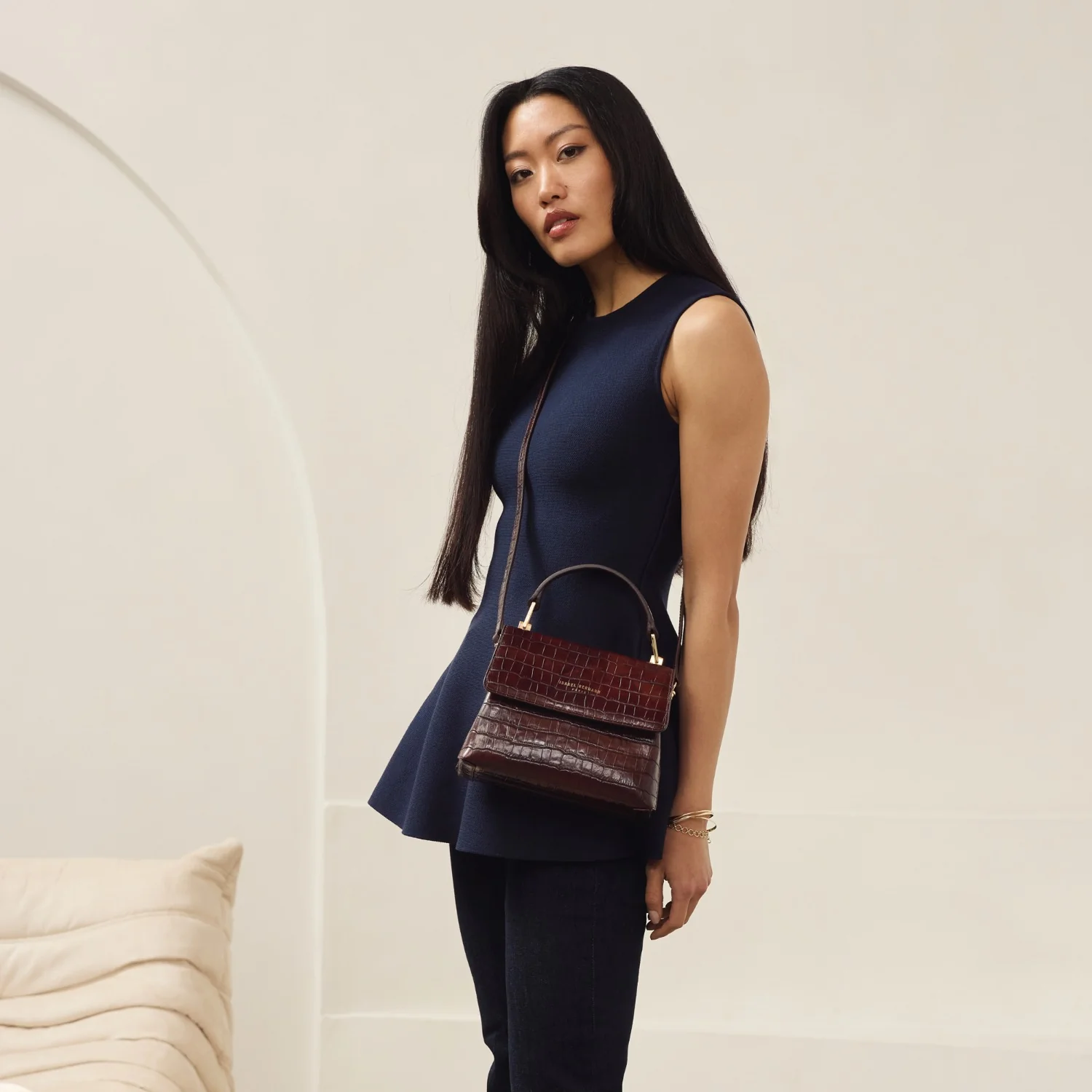 Isabel Bernard Femme Forte Heline Croco Brown Handbag IB21013 - Image 3