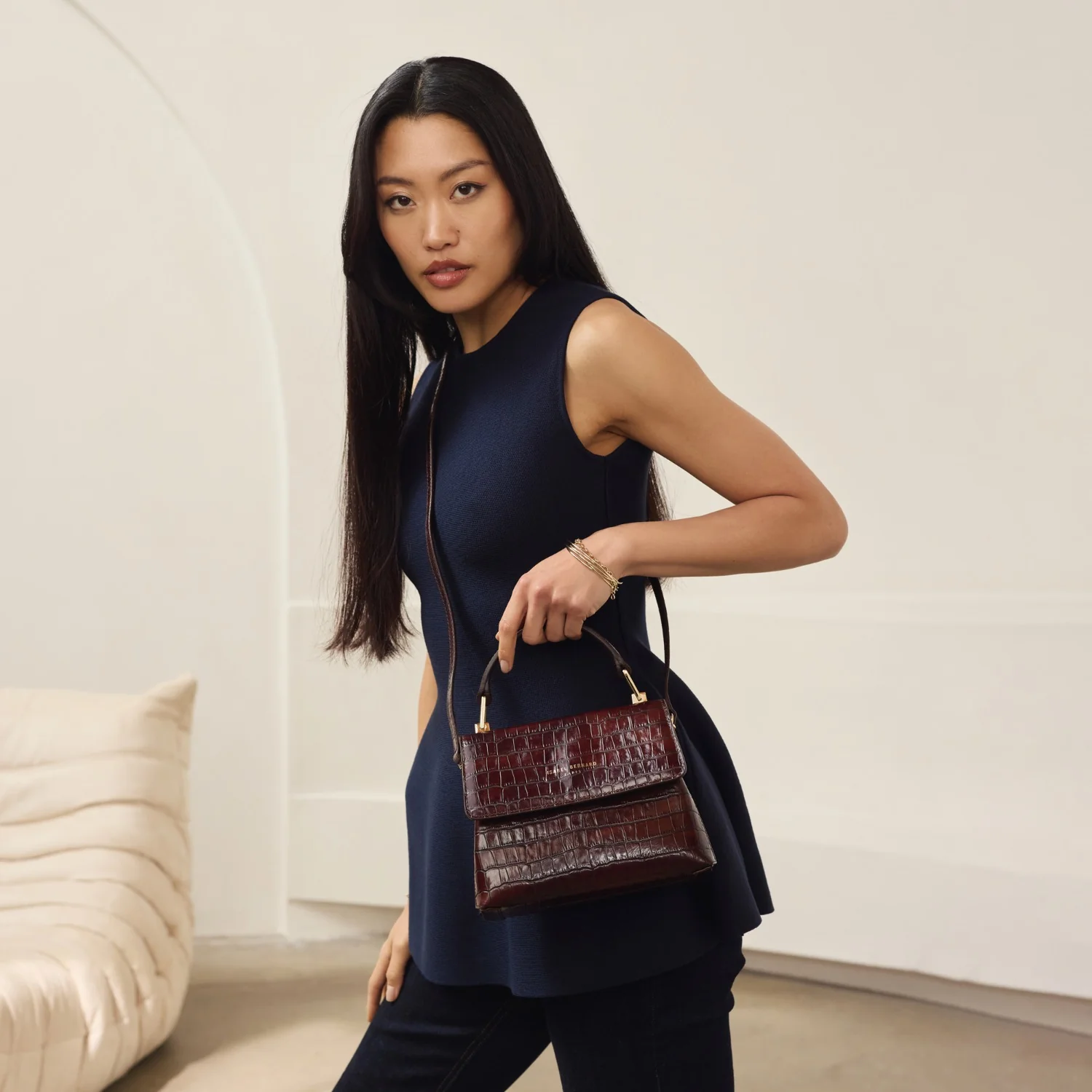 Isabel Bernard Femme Forte Heline Croco Brown Handbag IB21013 - Image 4