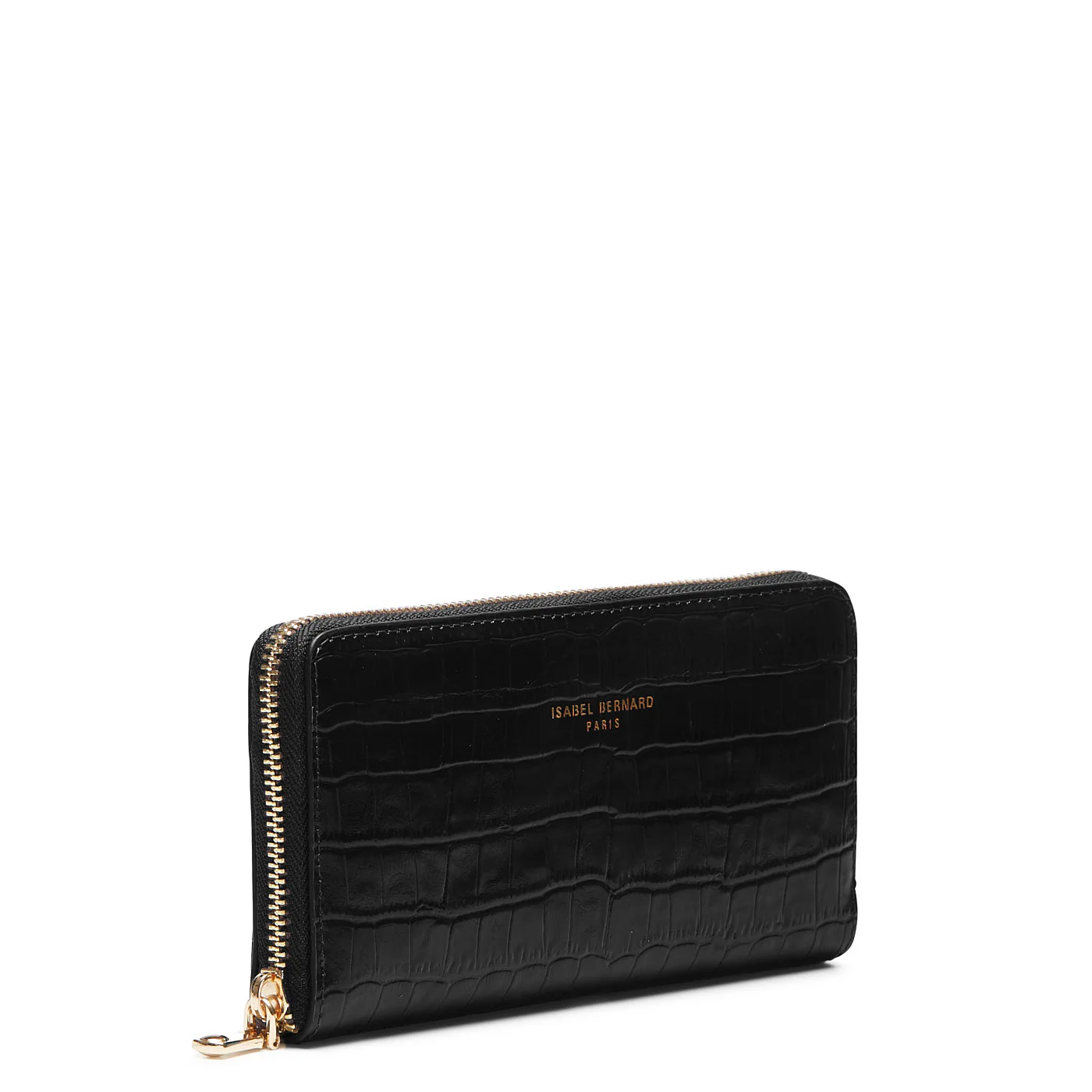 Isabel Bernard Honoré Léa Black Croco Zip Wallet IB23007 - Image 5