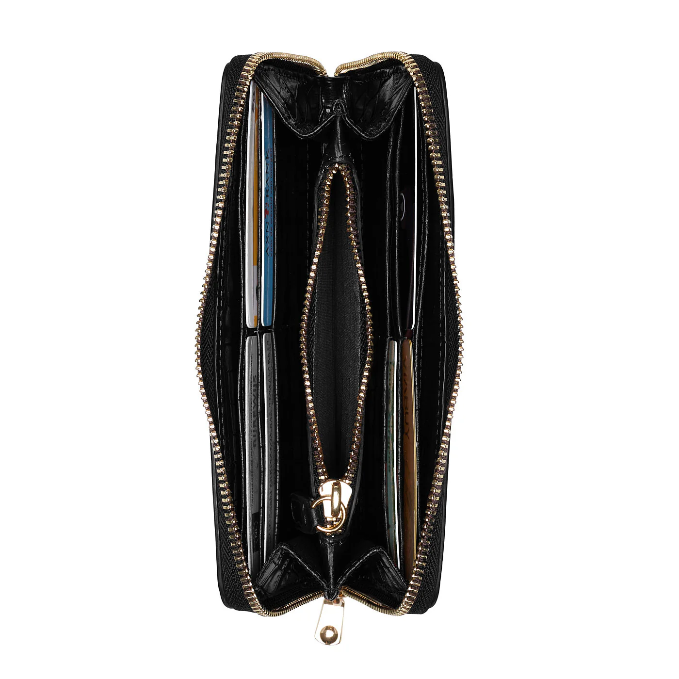 Isabel Bernard Honoré Léa Black Croco Zip Wallet IB23007 - Image 7