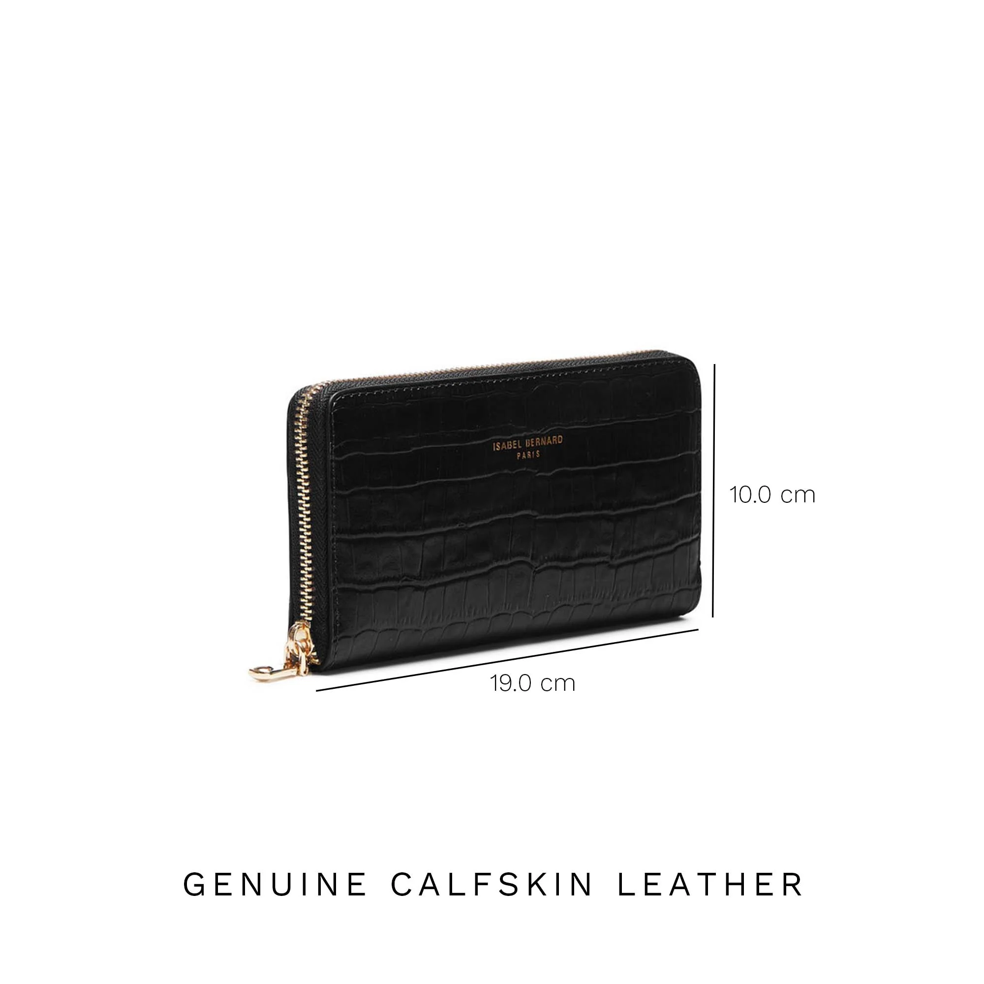 Isabel Bernard Honoré Léa Black Croco Zip Wallet IB23007 - Image 8