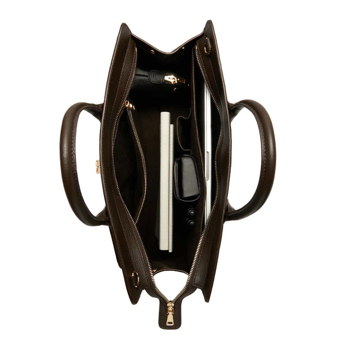 Isabel Bernard Honoré Nadine Brown Calfskin Leather Handbag with Laptop Compartment IB25087 - Image 10