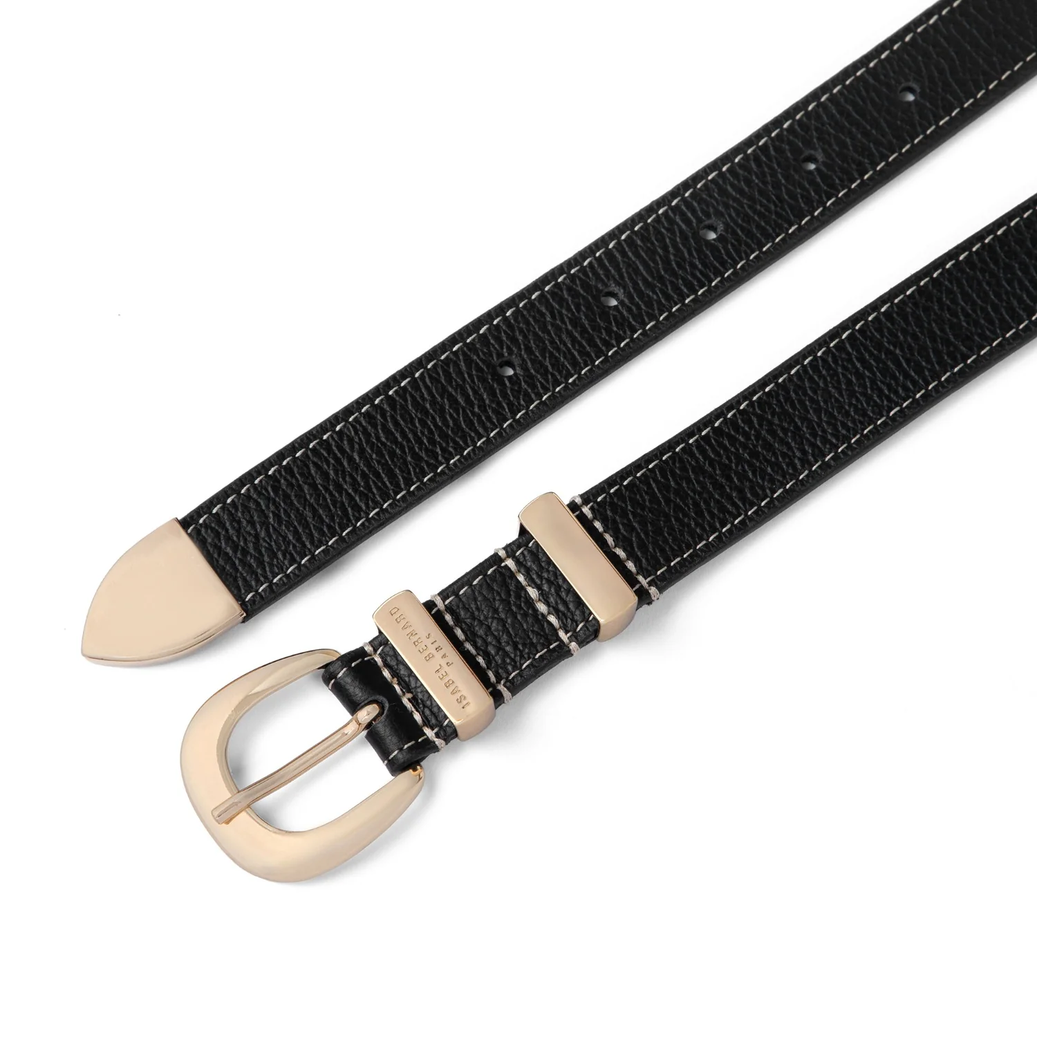 Isabel Bernard Rêveur Mathilde Black calfskin belt with gold-coloured buckle IB60020-001-90 - Image 4