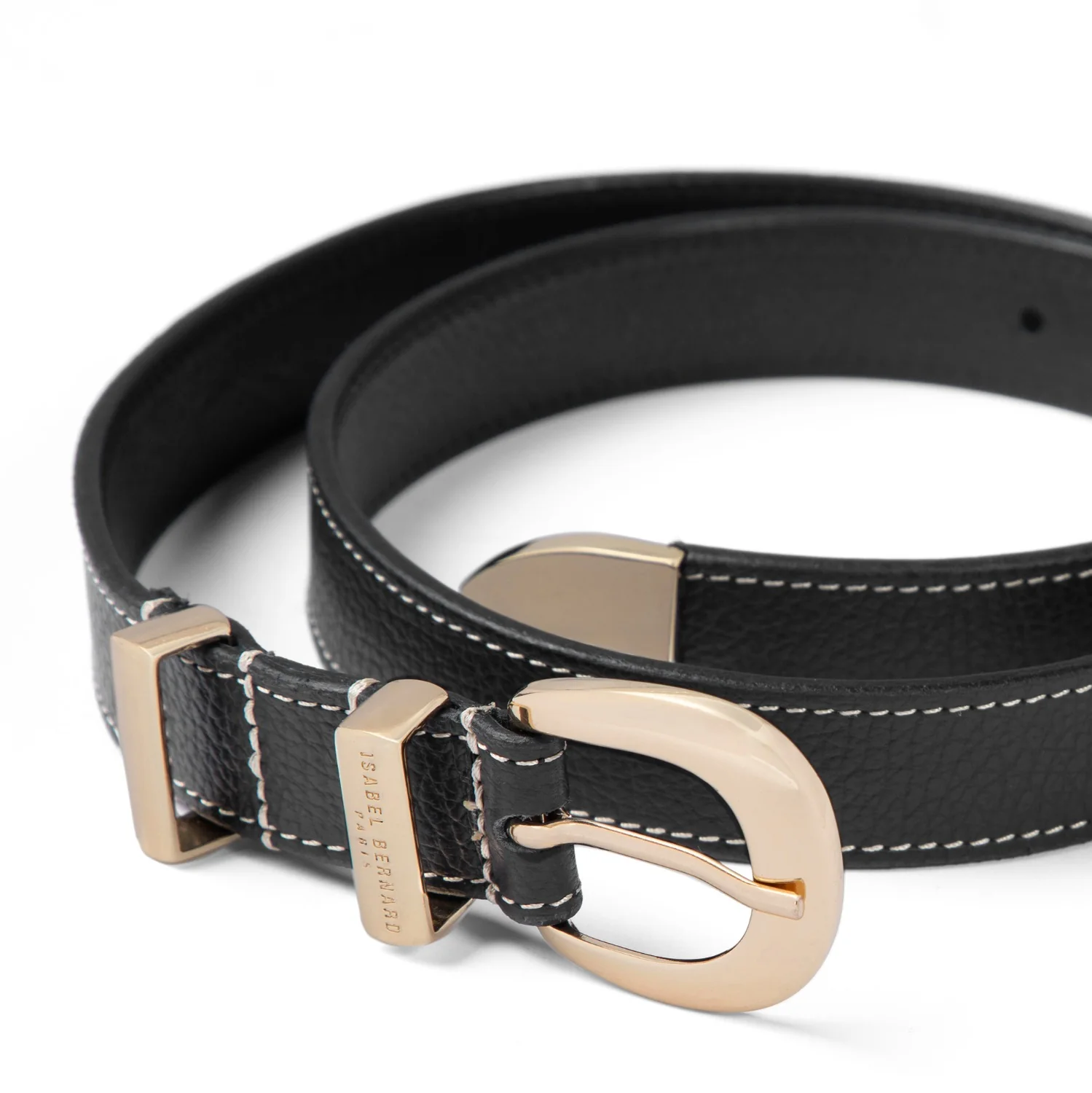 Isabel Bernard Rêveur Mathilde Black calfskin belt with gold-coloured buckle IB60020-001-90 - Image 5