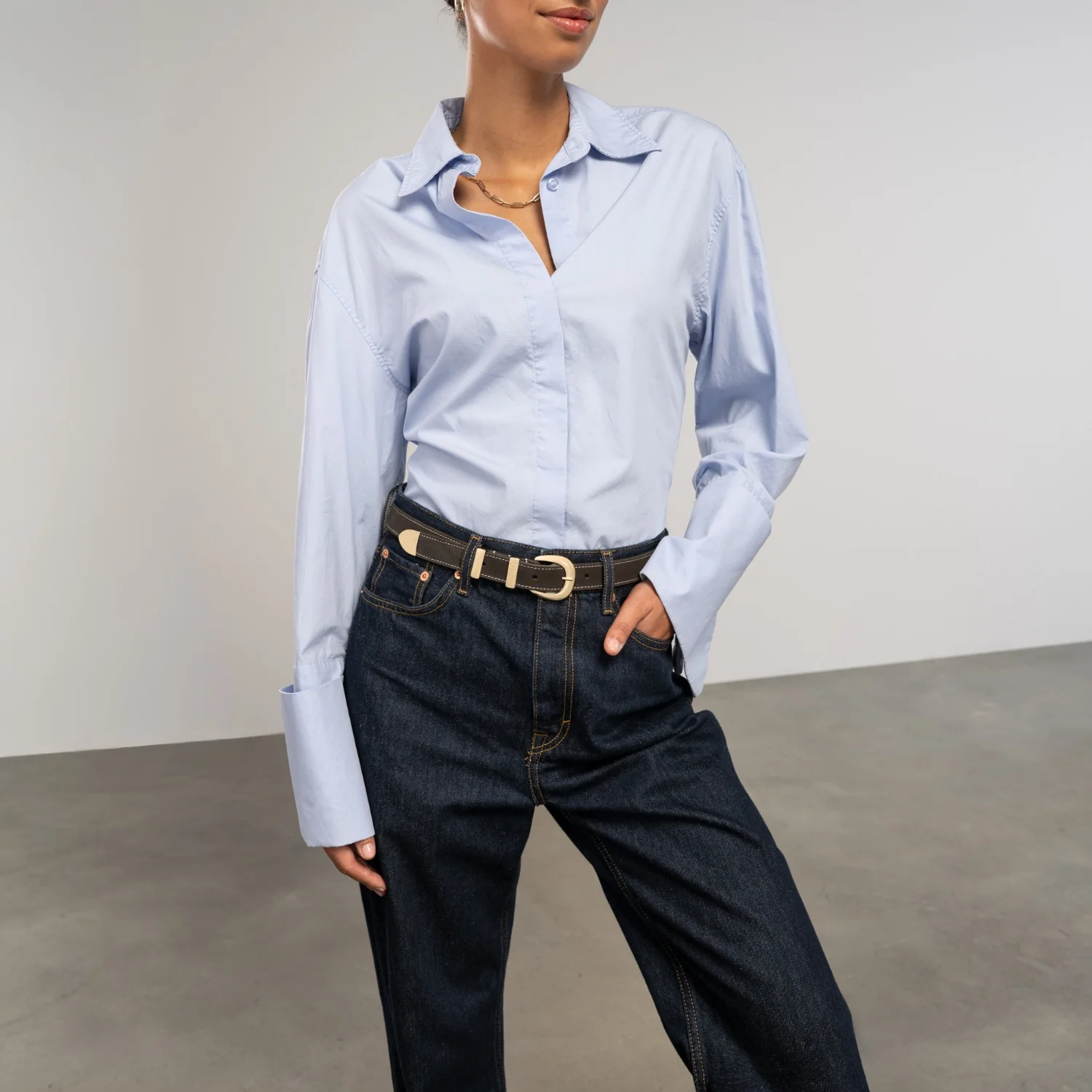 Isabel Bernard Rêveur Mathilde Suede Dark Brown belt with gold-coloured buckle IB60020-131-85 - Image 3