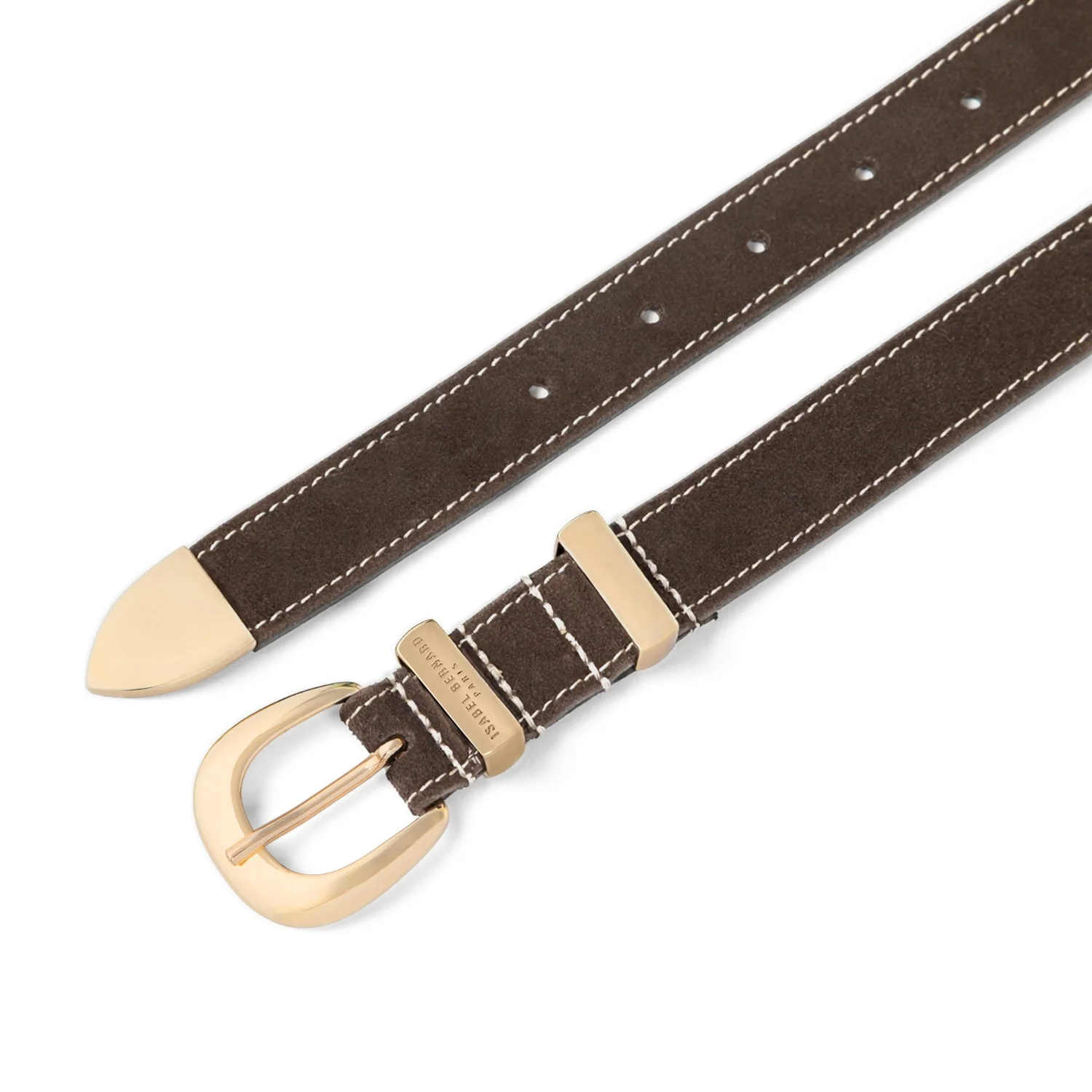Isabel Bernard Rêveur Mathilde Suede Dark Brown belt with gold-coloured buckle IB60020-131-85 - Image 4